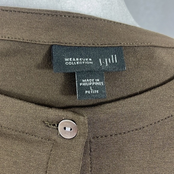 J. Jill Wearever Collection Womens Button Up Cardigan Top Brown Black Size LP - Picture 7 of 9